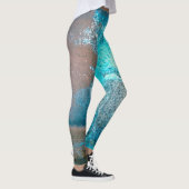 Turquoise geweven verf en roest Abstract Leggings (Rechts)