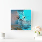 Turquoise geweven verf en roest Abstract Vierkante Klok (Huis)