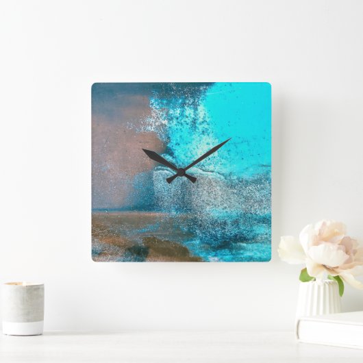 Turquoise geweven verf en roest Abstract Vierkante Klok (Huis)