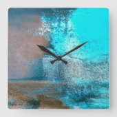 Turquoise geweven verf en roest Abstract Vierkante Klok (Voorkant)