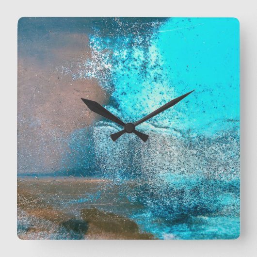 Turquoise geweven verf en roest Abstract Vierkante Klok (Voorkant)