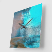 Turquoise geweven verf en roest Abstract Vierkante Klok (Hoek)