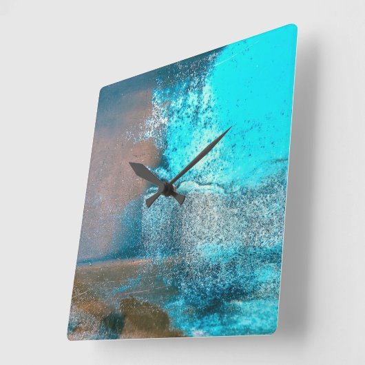 Turquoise geweven verf en roest Abstract Vierkante Klok (Hoek)