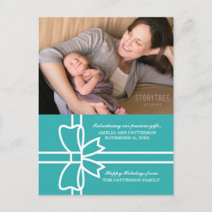 Turquoise Gifted Holiday Photo Briefkaart