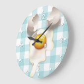 Turquoise Gingham Cracked Egg Kitchen Wall klok (Hoek)