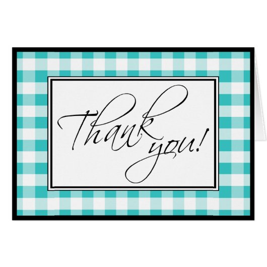 Turquoise Gingham Custom Hartelijk dank (Voorkant Horizontaal)