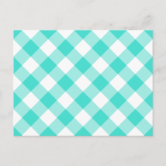 Turquoise Gingham Patroon Briefkaart (Voorkant)