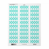 Turquoise Gingham Pattern Etiket (Full Sheet)