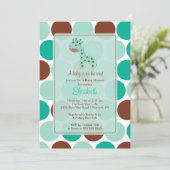 Turquoise Giraffe Baby shower Uitnodiging (Staand voorkant)