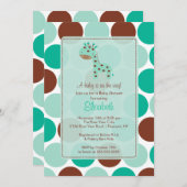 Turquoise Giraffe Baby shower Uitnodiging (Voorkant / Achterkant)