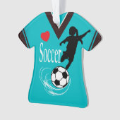 Turquoise Girl Voetbal Shirt Ornament (voorkant)