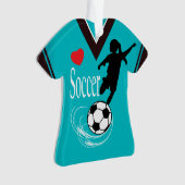 Turquoise Girl Voetbal Shirt Ornament (voorkant)