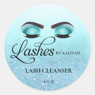 Turquoise Glam Glitter Lash Bath Shampoo Cleanser Ronde Sticker