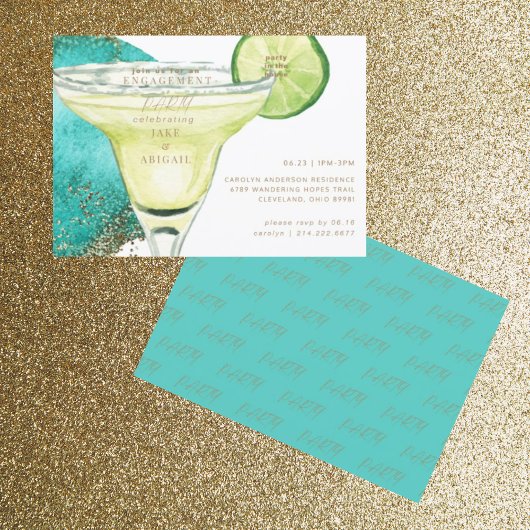 Turquoise Glam Margarita Verlovingsfeest II Kaart