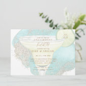 Turquoise Glam Margarita Verlovingsfeest Kaart (Staand voorkant)