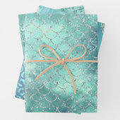 Turquoise Glam Sparkle Glitter Elegant Patterns Inpakpapier Vel (In situ)