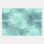 Turquoise Glam Sparkle Glitter Elegant Patterns Inpakpapier Vel (Voorkant)