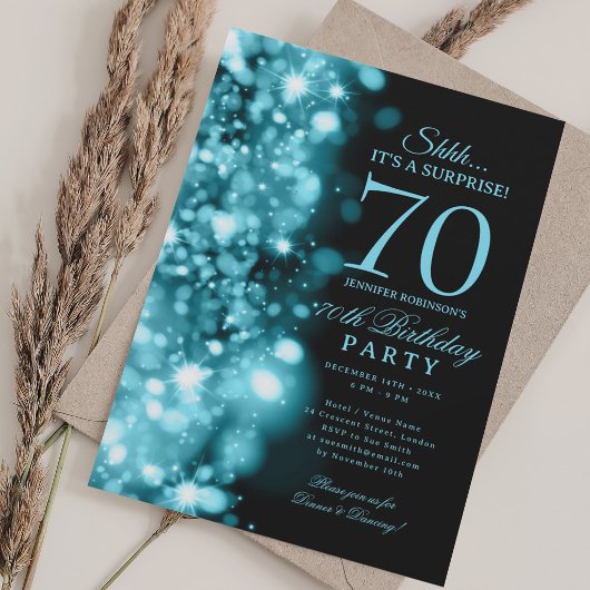 Turquoise Glam Verjaardagsfeest 70 jaar Kaart