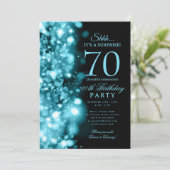 Turquoise Glam Verjaardagsfeest 70 jaar Kaart (Staand voorkant)