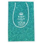 Turquoise Glamor Keep Calm Jouw tekst Medium Cadeauzakje (Voorkant)