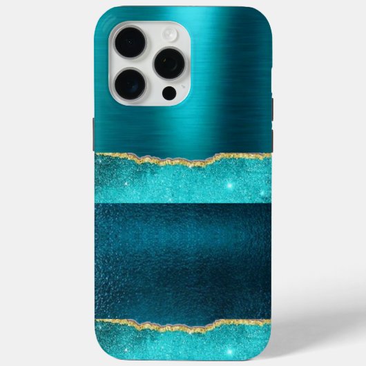 Turquoise Glans Koel Goud Design Hoes (Achterkant)
