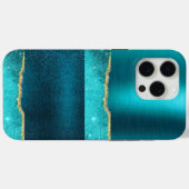 Turquoise Glans Koel Goud Design Hoes (Achterkant (horizontaal))