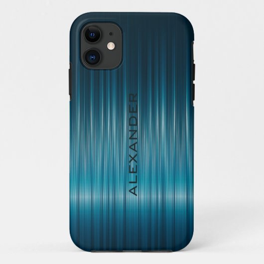 Turquoise glanzende koolstofvezel look Case-Mate iPhone case (Achterkant)