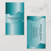 Turquoise glanzende metallic reliëf look visitekaartje (Voorkant / Achterkant)