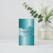 Turquoise glanzende metallic reliëf look visitekaartje (Staand voorkant)