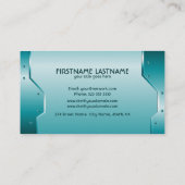 Turquoise glanzende metallic reliëf look visitekaartje (Achterkant)
