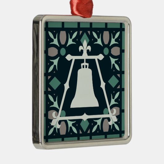 Turquoise Glas in lood Fleur Raincross Design Metalen Ornament (Rechts)