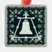 Turquoise Glas in lood Fleur Raincross Design Metalen Ornament (Voorkant)