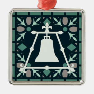 Turquoise Glas in lood Fleur Raincross Design Metalen Ornament