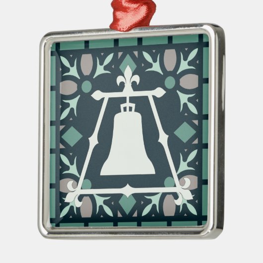 Turquoise Glas in lood Fleur Raincross Design Metalen Ornament (Links)