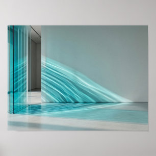 Turquoise glazen lichtsporen architecturale wandku poster