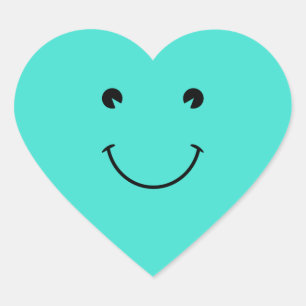 Turquoise Glimlach Hart Sticker