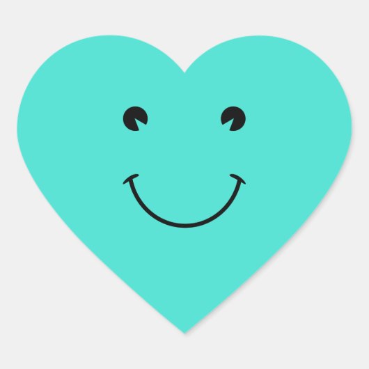 Turquoise Glimlach Hart Sticker (Voorkant)