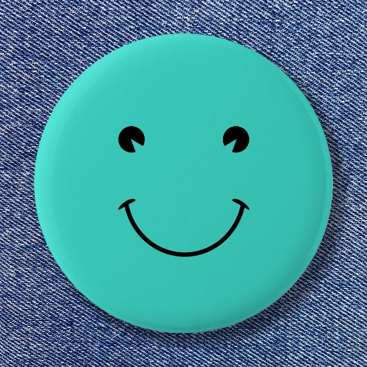 Turquoise Glimlach Ronde Button 5,7 Cm