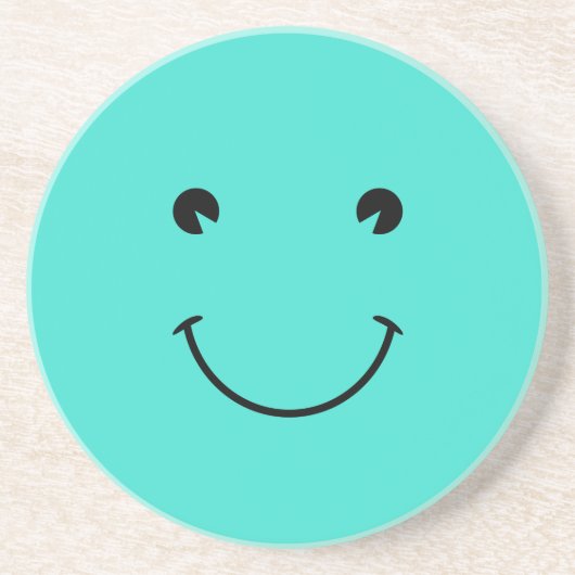 Turquoise Glimlach Zandsteen Onderzetter (Voorkant)
