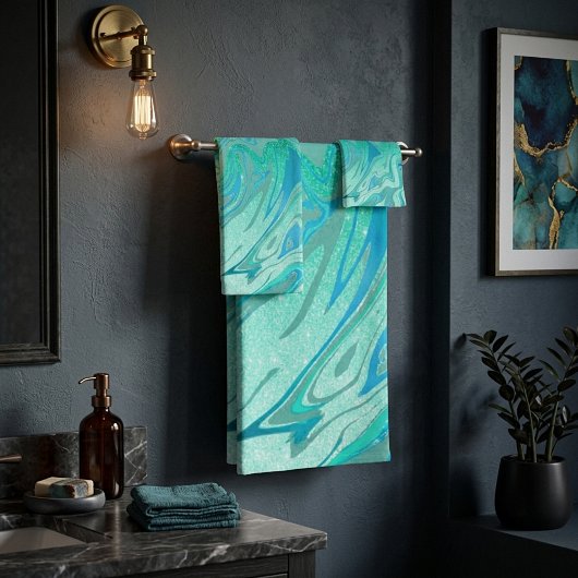 Turquoise glinsterende marmer bad handdoek