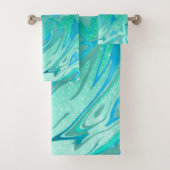 Turquoise glinsterende marmer bad handdoek (Insitu)