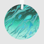 Turquoise glinsterende marmer ornament (achterkant)