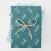 Turquoise Glitter Baby Voeten Wrapping Paper Sheet (In situ)