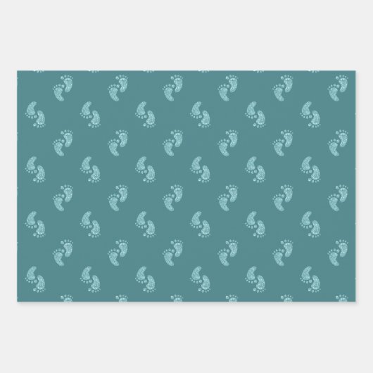 Turquoise Glitter Baby Voeten Wrapping Paper Sheet (Voorkant)