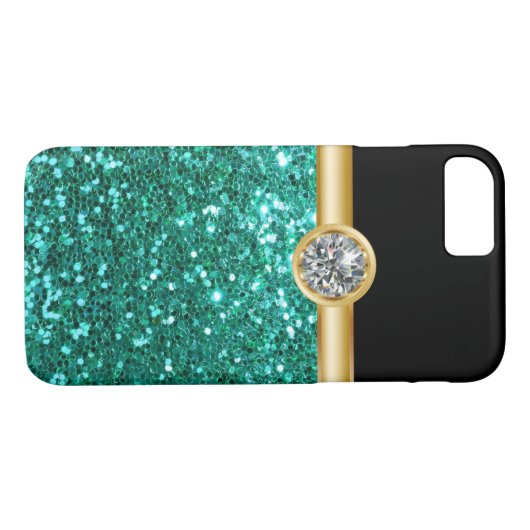 Turquoise Glitter Bling Case-Mate iPhone Case (Achterkant (Horizontaal))
