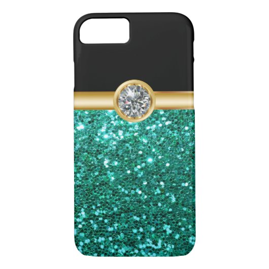 Turquoise Glitter Bling Case-Mate iPhone Case (Achterkant)