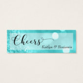 Turquoise Glitter Bokeh Script Mini Drink Ticket Visitekaartjes (Achterkant)
