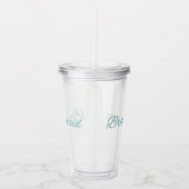 Turquoise Glitter Bruidsmeisje Trouwjurk Acryl Drinkbeker (Rechts)