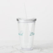 Turquoise Glitter Bruidsmeisje Trouwjurk Acryl Drinkbeker (Links)