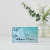 *~* Turquoise Glitter Celestial Waterverf Floral Visitekaartje (Staand voorkant)